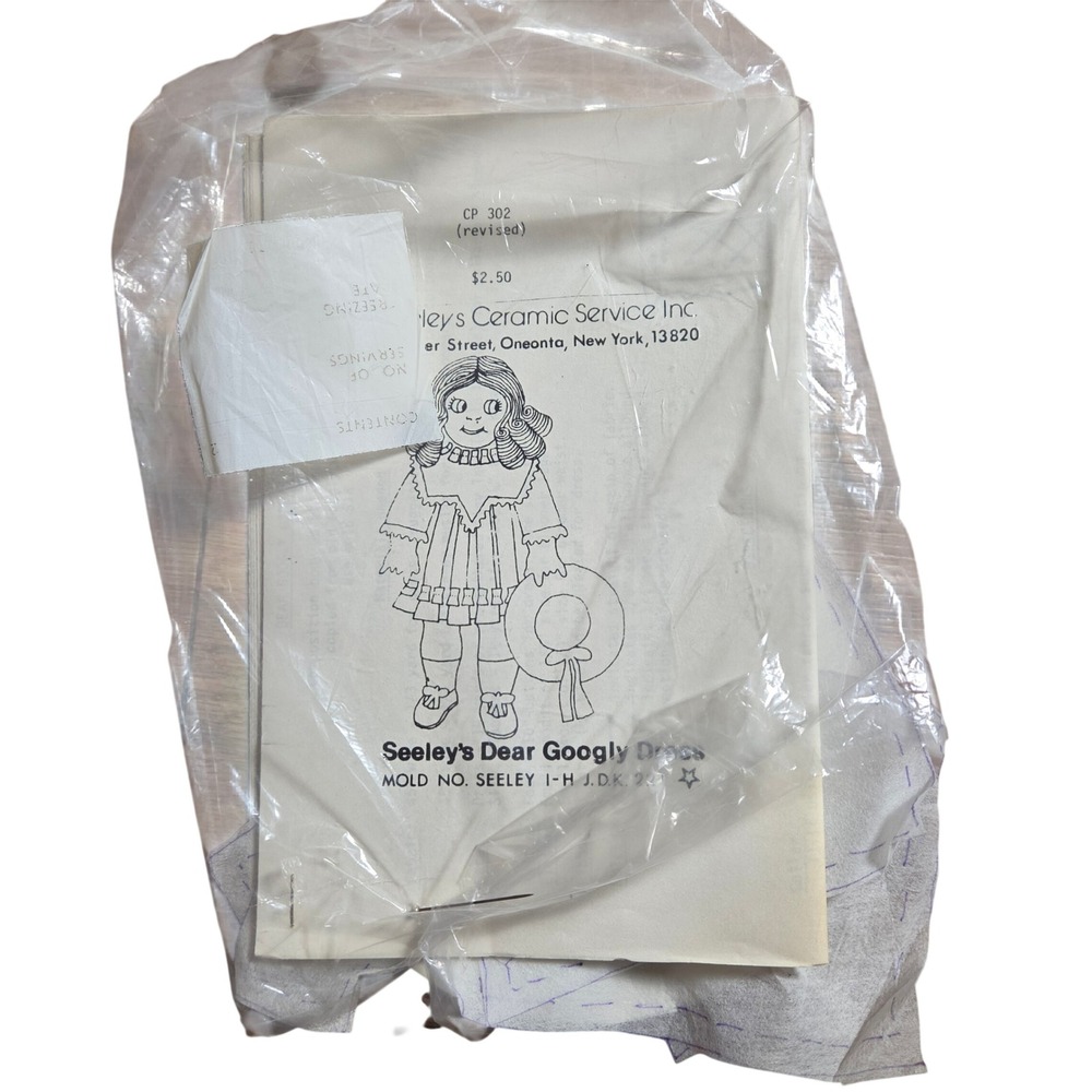 Vintage Seeley's Dear Googly Dress Doll Pattern CP 302 Mold 1-H J.D.K. 221 Craft